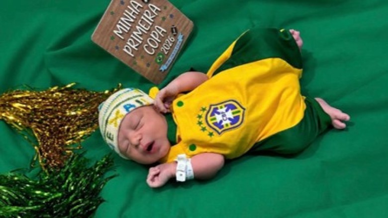 Maternidades de Goiás entram em clima de Copa: bebês viram figurinhas e ganham toucas da Seleção