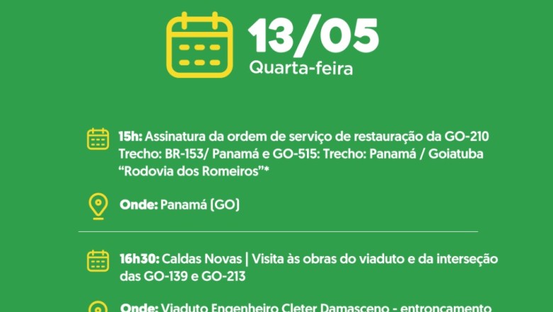 Daniel Vilela assina ordem para restaurar GO-210 e inspeciona obras em Caldas Novas e Morrinhos nesta quarta