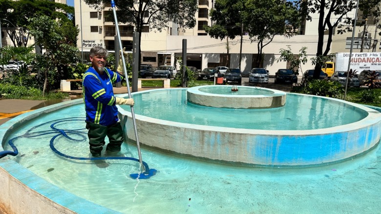 Goiânia intensifica manutenção em 23 espelhos d’água; entenda como a Comurg busca afastar o Aedes e manter as fontes cristalinas