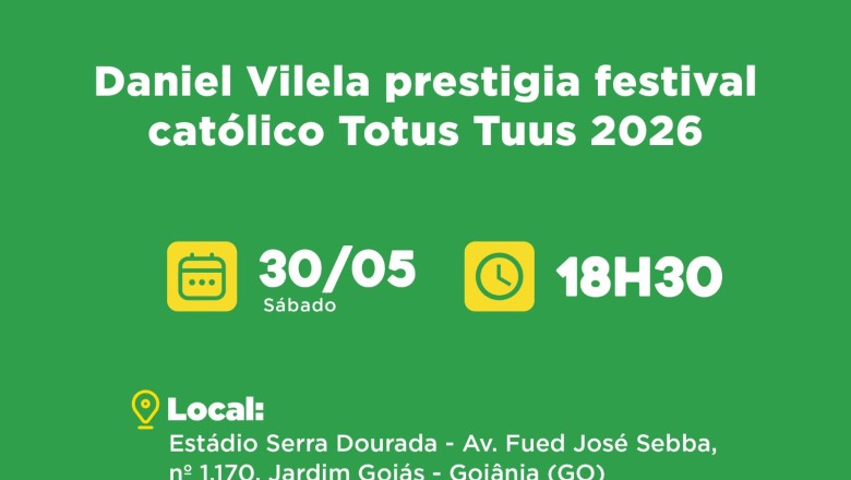 Imagem peregrina de Guadalupe chega a Goiânia; Daniel Vilela participa do Totus Tuus 2026 no Serra Dourada