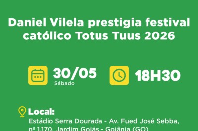 Imagem peregrina de Guadalupe chega a Goiânia; Daniel Vilela participa do Totus Tuus 2026 no Serra Dourada