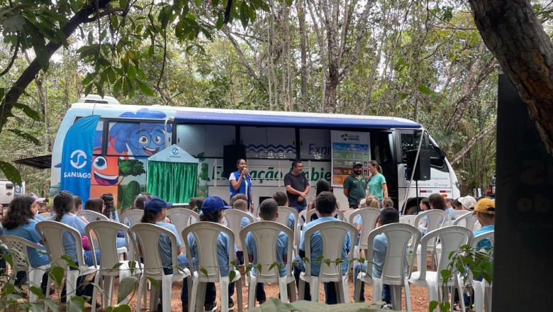 Fica 2026 recebe micro-ônibus solar da Saneago com experiências interativas sobre água e clima