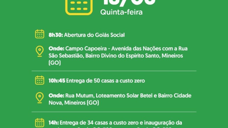 Daniel Vilela abre Goiás Social, entrega 84 casas e inaugura obras de R$ 171,8 milhões no Sudoeste goiano nesta quinta (18/06)