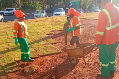 Antes baldio, terreno de quase 7 mil m² em frente ao Vaca Brava recebe 50 palmeiras e novo estacionamento; entrega nos próximos dias