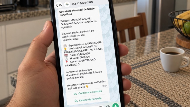 Consultas especializadas em Goiânia passam a ser confirmadas pelo WhatsApp; veja como funcionará